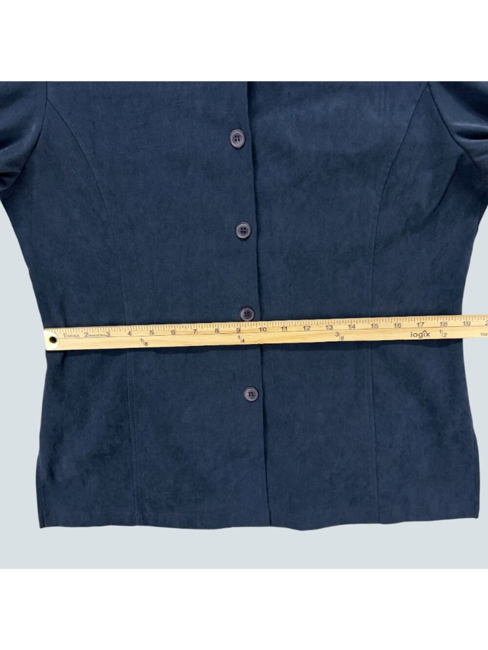 Express Women’s Blue Faux Suede Button Front Jacket Blazer Size L - Picture 7 of 9